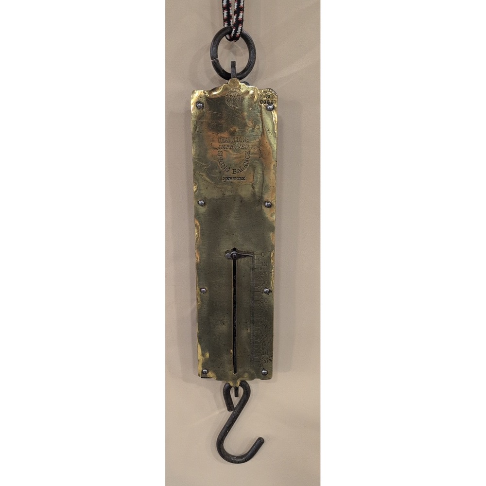 1890-1920's Chatillons Improved Spring Balance Hanging Scale NY 125 Lbs Brass - Picture 1 of 13